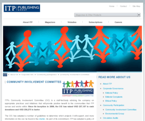 itptrust.com: Community Participation | ITP Publishing Group | ITP.com
ITP Publishing Group | Middle East Leading Magazine Publishing company offering Business,Consumer,Customer,Technology,Lifestyle Magazines in Dubai,UAE,Middle East. ITP Group also offer internet ventures and online publishing in the region Gulf,GCC & Middle East.