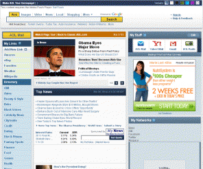 aol.com: AOL.com - Welcome to AOL
The new AOL.com brings the Web to you. Get access to email from AOL Mail, AIM Mail, Yahoo Mail and Gmail all in one place. Stay up to date with your social networks including AIM, Bebo, Twitter, Facebook and MySpace; and send updates to all of your networks at once with just a click. Add bookmarks and feeds from your favorite sites and check your local weather and news in a flash.