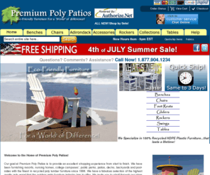 premium-poly-patios.com: Polywood Furniture Store * Buy Polywood Outdoor Furniture * Poly-wood
Poly-Lumber-Furniture >  Online Polywood Furniture Store providing Cheap Polywood Outdoor Furniture, Outdoor Patio Furniture, Outdoor Wood Furniture.