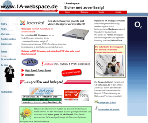 1a-webspace.de: Webspace - Hosting - Sicher und Zuverlässiger Webspace
Webspace Provider 1A-webspace.de Webspace inkl. Domains ab 2,99 Euro/Monat. Der Webspace-Provider mit den fairen Preisen, bietet Ihnen ohne Mehrpreis zahlreiche Domain Endungen inklusive Webspace OHNE Werbung.