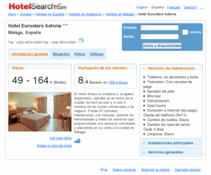 hotelastoria-malaga.com: Hotel Eurostars Astoria, Málaga, España | HotelSearch.com
Hotel Eurostars Astoria, Málaga, España - Grandes ofertas desde 49€, Lee 158 opiniones, revisa la nota de los clientes y las fotos. Reserva una habitación en Hotel Eurostars Astoria, Málaga, España