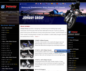 jonway-motor.com: Jonway Motorcycle,Motor Scooter,ATV Quards,China Motorcycle Manufacturer
You really know Jonway - China motorcycle manufacturer.We offer electric motor scooter,sometimes called as moped,a special motor vehicle widely applied for riders,workers or travellers.
