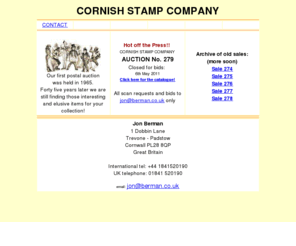 cornishstamp.com: Cornish Stamp Company - Home page
Regular postal history auctions.