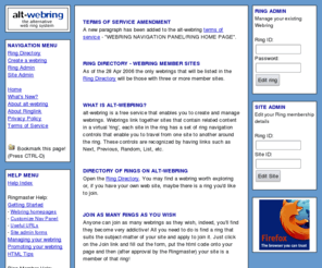 alt-webring.com: alt-webring.com -- the alternative webring system
alt-webring: free webring hosting, create a new ring now!