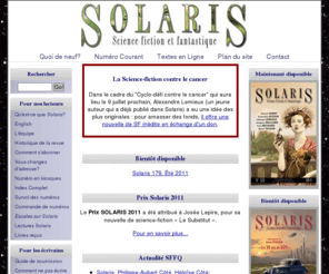 revue-solaris.com: Revue Solaris: Accueil
La revue Solaris publie de la science-fiction et du fantastique en français. Consultez notre site web pour notre index complet, des articles et comment s'abonner.