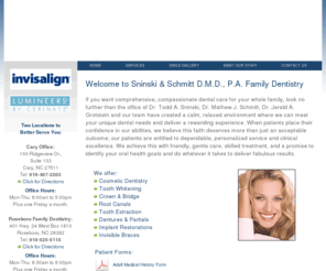 ssfamilydentistry.com: Sninski and Schmitt Family Dentistry offers Cosmetic Dentistry, Tooth Whitening and Invisible Braces in Cary and Roseboro, North Carolina
Sninski and Schmitt Family Dentistry offers gental and compassionate dental care in Cary and Roseboro, NC.