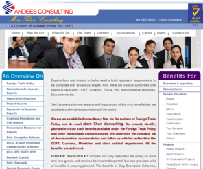 andeesimpex.com: Foreign Trade Services,Deemed Exports,Central Excise Duty,Duty Drawback
Andees Is A Professional Consulting Firm Providing Foreign Trade Services,Deemed Exports,Import Consultants,Duty Drawback,Offering Foreign Trade Policy,Project Imports,Import Duty Structure,Restrictions For Imports And Exports,Export Authorizations