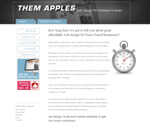 themapples.co.uk: Them Apples - Website Design Essex, Logo & Graphic Design Colchester, Web Design Essex.
Based in Colchester Essex Them Apples provide website design including e-commerce websites, graphic design, logo design, stationery, web hosting, corporate id, company logos and magazine ad design across Colchester and website design Essex.