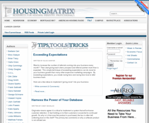tipstoolsandtricks.com: HM TTT
Housing Matrix is the resource portal for the mortgage, real estate and title industries. Offering informative content, free economic reports & news that's important to the housing industry.