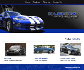 klearz.com: ..: Klearz :..
<p> At Klearz, we specialize in making clear and colored
              reproductions of virtually any vehicle lens.  We make everything from one off's to 
			  small runs of clearreproductions.