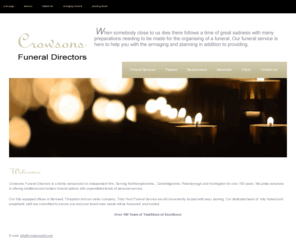 crowsonsfd.com: Crowsons Funeral Directors
Crowsons Funeral Directors based in Barnwell, Oundle, Northamptonshire. Serving Peterborough, Thrapston, Oundle, and Surrounding villages. 