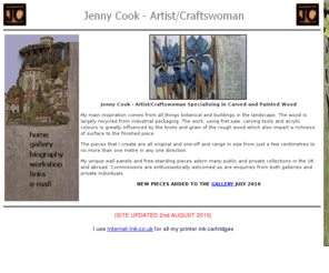 jennycook.net: JENNY COOK. artist/craftswoman. Based in Leicester, England. Floral designs, landscapes and buildings produced on carved and painted wood.
Jenny Cook - artist/craftswoman. Based in Leicester, England. Floral designs, landscapes and buildings produced on carved and painted wood.
