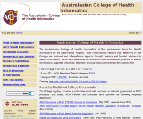 achi.org.au: Health Informatics Thought Leaders: Australasian College of Health Informatics, Australasia's Health Informatics Professional Body
The Australasian College of Health Informatics is Australasia’s health informatics professional body, representing the interests of a broad range of clinical and non-clinical professionals working within the health informatics sphere