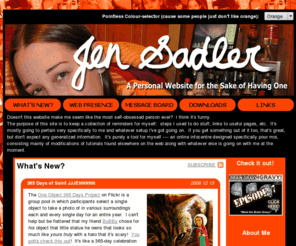 jjjennnnn.com: "ONE OF THE BEST JEN SADLER WEBSITES EVER!" - Mark Donica
Jen Sadler's website:  all about Jennifer Lynne Sadler, Computer Programmer Analyst from Essex, ON, Canada ---- includes resumé