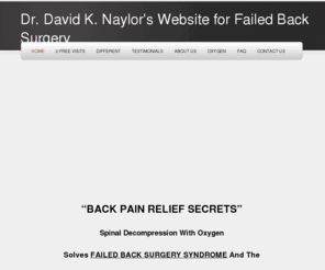 burlingtonfailedbacksurgerydoctor.com: Dr. David K. Naylor's Website for Failed Back Surgery - Home
Failed Back Surgery