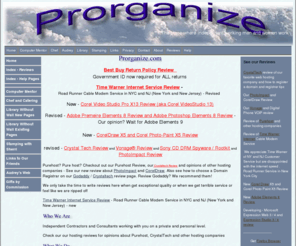 prorganize.com: Prorganize Home
Services by Professionals.  Recommendations for CrystalTech and Godaddy, Other Hosting reviews, and remarks about Vonage, PhotoImpact and more.  Prorganize is trade marked. Adobe Elements 8