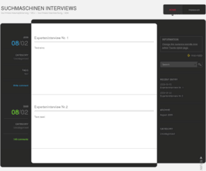 suchmaschinen-interviews.de: SUCHMASCHINEN INTERVIEWS
Suchmaschinenoptimierung / SEO – Suchmaschinenwerbung / SEA