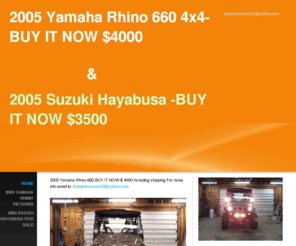 2005yamaharhino660.org: 2005 Yamaha Rhino 660 4x4 BUY IT NOW $5000 Incl. Shipping - Home
2005 Yamaha Rhino 660 4x4 ,BUY IT NOW $ 4000 Including shipping.For more info email to :bobpeterssons20@yahoo.com 