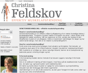 christinafeldskov.dk: - 
					SENETENSBEHANDLING - Christina Feldskov - Sygeplejerske og senetensbehandler - Svendborg
Senetensbehandling er en effektiv måde til afhjælpning af en række forskellige lidelser i bevægeapparatet.  Kroppens muskler hæfter til kroppen via sener. I disse findes små følelegemer kaldet senetene. Når de registrerer et tryk, sendes der besked til den tilhæftende muskel om at afslappes.
 
