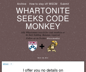 whartoniteseekscodemonkey.com: Whartonite Seeks Code Monkey
     