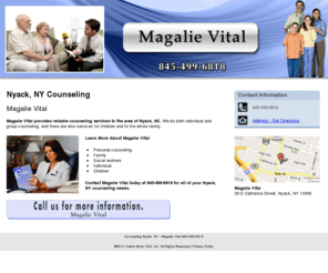 magalievitalcounseling.com: Counseling Nyack, NY - Magalie Vital 845-499-6818
Magalie Vital provides Counseling, Social workers to Nyack, NY . Call 845-499-6818 for more information.