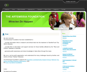 theartemissiafoundation.org: The Artemissia Foundation - Miracles Do Happen
The Artemissia Foundation is being being born as a tribute to our daughter Artemissia Avalon Alexiou. 
It will be Artemissia's Legacy.
Artemissia suffered from Sandhoff Disease, on of the rare genetic genetic disorders that are becoming more prevalent.
Artemissia's will to survive unconditional love, were that strong that everyone around were totally inspired.
We have learnt so much from Artemissia that we can only try to share and help others.
This is a small beginning of a wonderful vision.