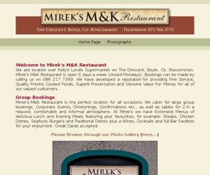 mkrestaurant.net: Mirek's M&K Restaurant & Bar
Mirek's M&K Restaurant & Bar, Boyle, Co. Roscommon