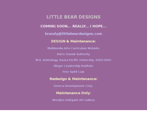 littlebeardesigns.com: Little Bear Designs
Little Bear Designs is the home of works created by Brandy Marsh Champlin.