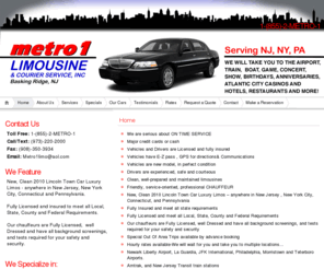 metro1limo.com: metro 1 Limousine, Courier, Concierge, Car service in Basking Ridge, Basking Ridge, Bedminster, Bernards, Bernardsville, Bound Brook, Bridgewater, Bergen, Essex,  Hunterdon, Middlesex, Monmouth, Morris, Somerset, Union, Warren County in NJ.
metro 1 Limousine, Courier, Concierge  and Car service operates in Basking Ridge, Bedminster, Bernards, Bernardsville, Bound Brook, Bridgewater, Bergen, Bergen, Essex,  Hunterdon, Middlesex, Monmouth,  Morris, Somerset,  Union and Warren Counties in NJ.