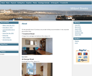 millport.info: Holiday Flat Rental in Millport Isle of Cumbrae  – Millport Breaks -
A comfortable one bedroomed, ground floor flat Millport, Isle of Cumbrae. Quiet locale, only a few minutes walk to sea front, shops cafes restaurants.