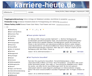 karriere-heute.de: Karriere-Heute
Tipps News zu Job,Beruf,Karriere mit Top-Tipps zur Bewerbung,Business-Plan,Coaching,eBooks,Firmengründer,Franchise,Jobs im Ausland,Karriere,Management,Seminare,Workshops,Steuern,Unternehmensberatung,Wettbewerb