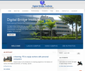 dbieducation.org: Digital Bridge Institute - DBI
Digital Bridge Institute (DBI), international centre for communications studies, Abuja, Lagos, Kano, Nigeria
