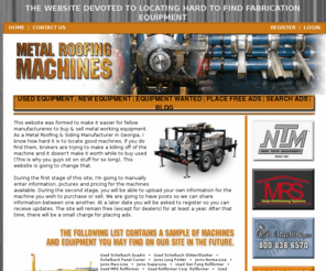 metalroofingmachines.com: Metal Roofing Machines, New Fabrication Equipment, Used Metal Roofing Equipment
Metal Roofing Machines, New Fabrication Equipment, Used Metal Roofing Equipment