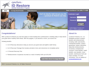 cynosureidrestore.com: cynoSure ID Restore - Identity Restoration Program
cynoSure ID Restore will help you restore your good name if identity theft strikes.