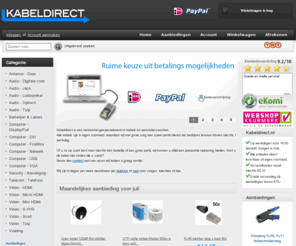 kabel-direct.com: Kabeldirect.nl, Daarmee verbind je het wel
Kabeldirect.nl :  - Audio - Jack Video - HDMI Computer - Netwerk Computer - FireWire Voeding Audio - Optisch Computer - USB Computer - DVI Computer - VGA Audio - Tulp Video - Scart Antenne - Coax Video - Tulp Audio - Luidspreker Video - S-VHS Video - Mini HDMI Batterijen & Laders Telecom / Telefoon Security / Beveiliging Video - Micro HDMI kabeldirect