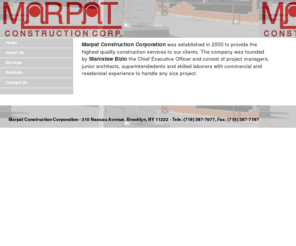 marpatgc.com: Construction, Marpat Construction Corporation Home
Throut the years Marpat Construction Corporation has provided construction service to th New York Tri State area and Westchester County