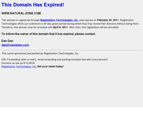 natural-zone.com: NATURAL-ZONE.COM Has Expired!
