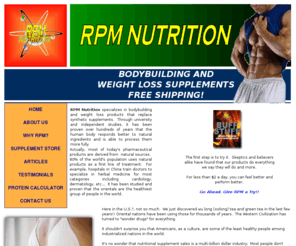 rpmnutrition.com: RPM Home
RPM Nutrition manufacturers bodybuilding and muscle building supplements as well as weight loss and fat burning diet pills.