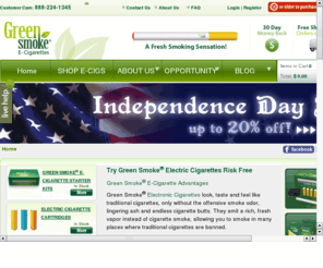 smoke-safely.com: Electric Cigarette, Electronic E Cigarettes | Green Smoke®
Electric Cigarettes by Green Smoke® look, taste, and feel like traditional cigarettes. However the Green Smoke E-Cigarette is electronic, emitting a vapor that although feels real; is a smokeless alternative way to smoke.