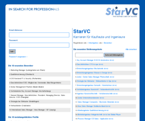 starvc.de: StarVC - die Visitenkarte der Talente
StarVC, die Visitenkarte der Talente. Schalten Sie eine kostenlose Stellenanzeige oder treten Sie in Kontakt mit Top-Kandidaten. Stellenangebote für Kaufleute und Ingenieure.