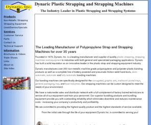 dynaric.com: Plastic Strapping and Strapping Machines
plastic strap, plastic banding, polypropylene, ultraband, polyester, equipment