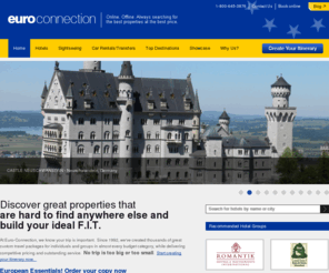euro-connection.com: Hotel reservations in Europe and worldwide for the North American Travel Agent Market - Euro Connection
Book your trip through Euro-Connection and all your European hotel needs.
Call us for trip planning, hotel reservations, castles, B&B, and Chateaux.  For hotels on and off the beaten track. Online reservation and phone center.  No trip is too big or too small.
Ask us about the Royal Wedding Travel Options