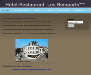 lesremparts.org: accueil - Hôtel Les Remparts*** Chaumont 52 Sémininaire et restaurant gastronomique
L'Hôtel Les Remparts, idéalement situé dans le centre de Chaumont, vous accueille dans ses 17 chambres décorées avec goûts et bien équipées.