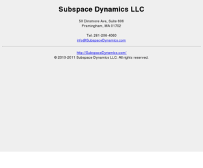 subspacedynamics.com: Subspace Dynamics
Subspace Dynamics - Computational Research, Development, and Design