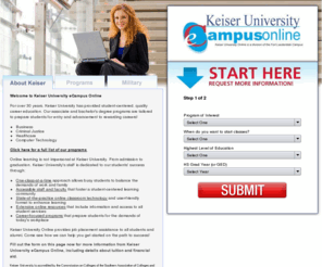 kiesercolege.com: Earn a degree online at Keiser University eCampus.
Earn an online degree in Accounting, Business, Criminal Justice, Healthcare or Computer Technology at Keiser University eCampus Online.