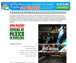 estoesmexico.com: Semana de México en Barcelona 2010
Con el IV Festival Mariachis, El Grito, lucha libre, feria mexicana, ciclo de cine, exposición fotográfica, talleres infantiles y mucho más!