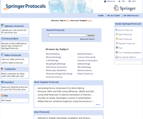 trustedprotocols.com: SpringerProtocols
Springer Protocols is the largest subscription-based electronic database of reproducible laboratory protocols in the Life and Biomedical Sciences.