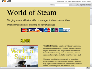 worldsteam.co.uk: World of Steam
World-wide video coverage of steam locomotives