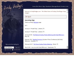 andyhedges.com: The Official Website of Andy Hedges
Official website of Andy Hedges