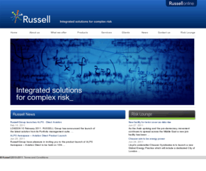 complexrisk.org: Russell Specialty Portfolio Management -  Home
A risk management software and service company providing risk practitioners with portfolio management software that facilitates the management
of special risks through the innovative use of technology and financial mathematics.